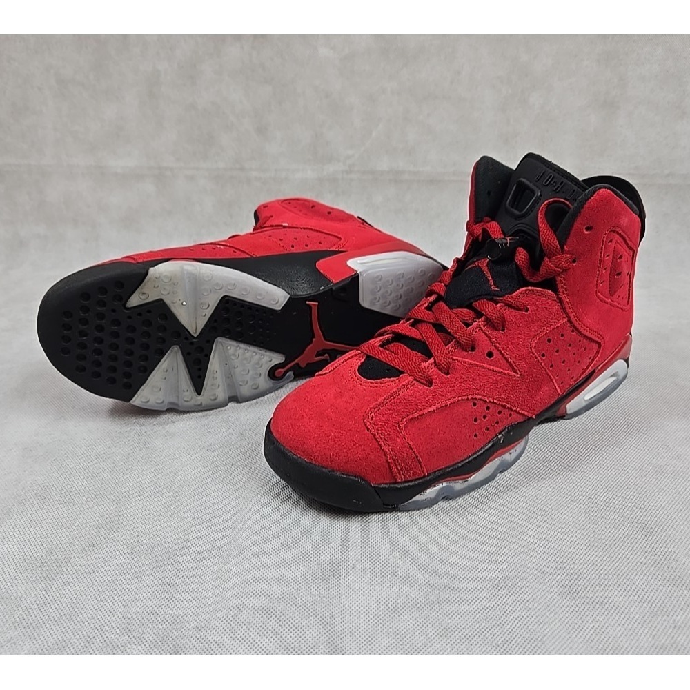 Nike Air Jordan 6 Retro Shoes Boys Size 7 Womens 8.5 Toro Bravo Red Sneakers